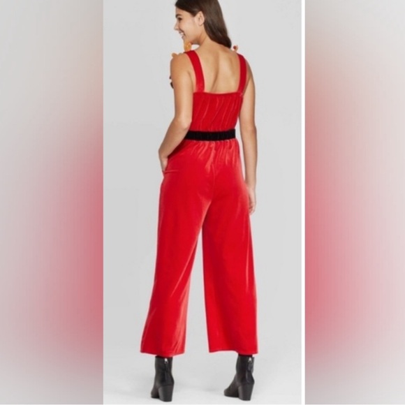 Born Famous Raindeer Holiday Jumpsuit Romper Multicolor sz L - Picture 2 of 13